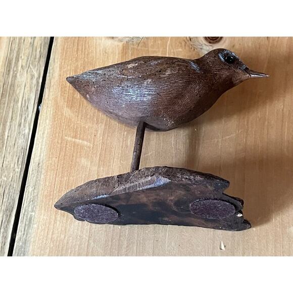 Wood Carved Brown Bird Figurine. Beach. Birds. Home Decor. - Picture 7 of 10